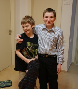 Cousins--my son Ian on the left and Nelly's son Asaf on the right. I see a resemblance between Asaf and his grandfather Danek.